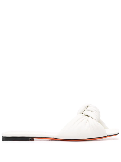 Shop Santoni Square-toe Leather Sandals In Weiss