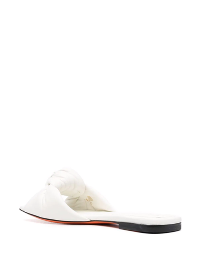 Shop Santoni Square-toe Leather Sandals In Weiss
