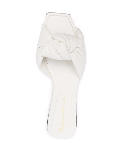 Santoni Leather Slide Sandals With Knot In Weiss