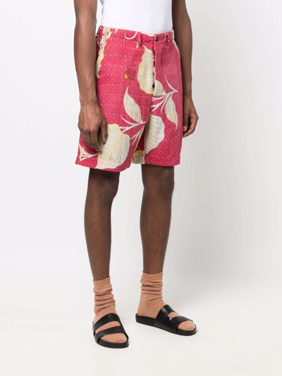 Shop President's Botanical-print Four-pocket Bermuda Shorts In Rot