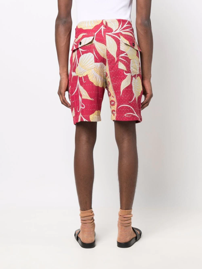 Shop President's Botanical-print Four-pocket Bermuda Shorts In Rot