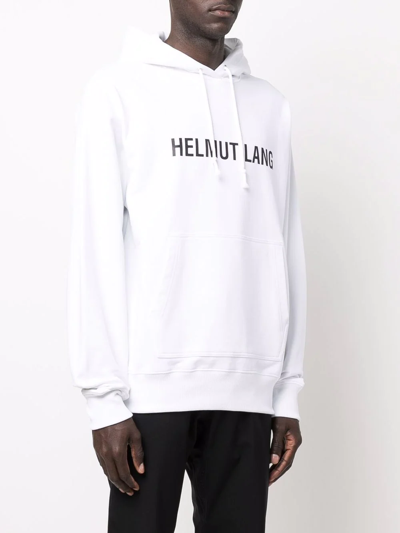 Shop Helmut Lang Logo-print Drawstring Hoodie In Weiss