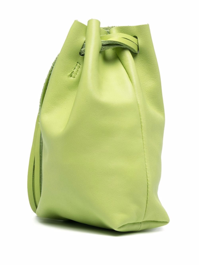 Shop Reike Nen Mini Fringed Calf Leather Bucket Bag In Grün