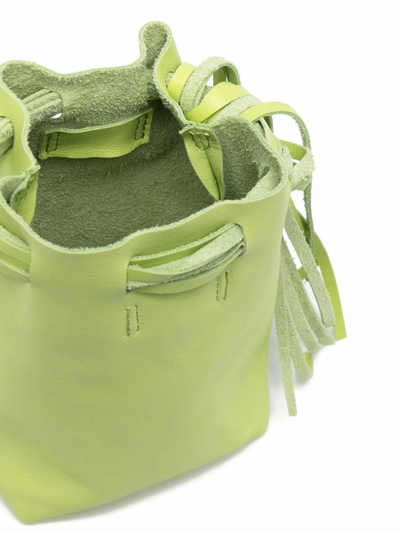 Shop Reike Nen Mini Fringed Calf Leather Bucket Bag In Grün