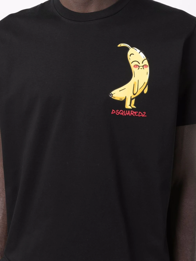 Shop Dsquared2 Banana-print Cotton T-shirt In Schwarz