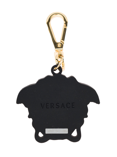 Shop Versace Man's Black Silicone Medusa Keychain