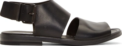 Shop Marsèll Black Leather Buckled Strap Sandals