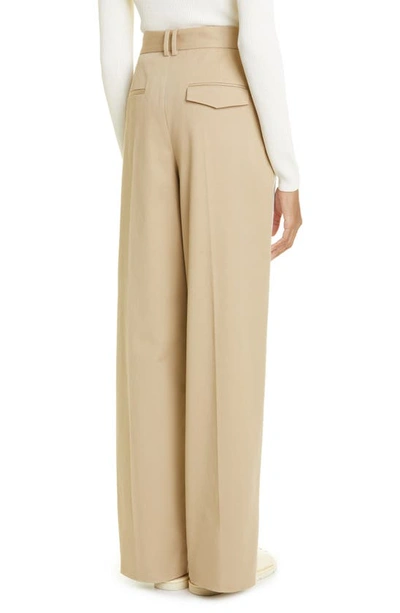 Shop Partow Bailey Colorblock Pleated Stretch Cotton Twill Pants In Ivory Fawn