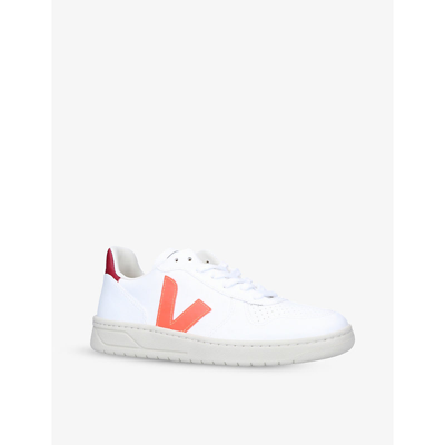 Shop Veja Women's V-10 Leather Low-top Trainers In White/oth