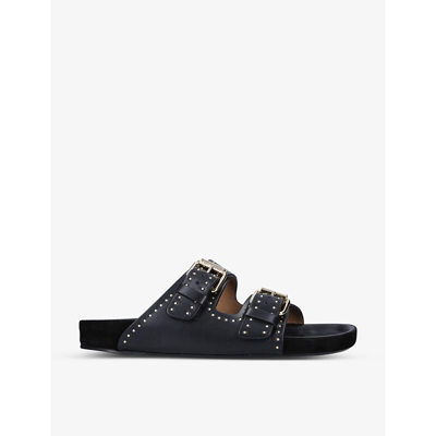 Shop Isabel Marant Lennyo Studded Suede Sandals In Black