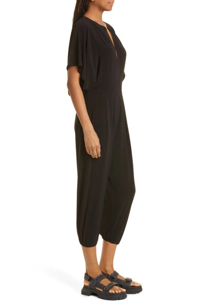 Shop Norma Kamali Rectangle Crop Jogger Jumpsuit In Black