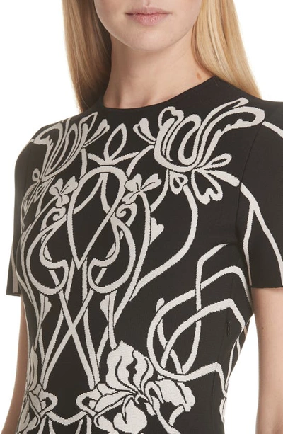 Shop Alexander Mcqueen Art Nouveau Jacquard Knit Dress In Black/ Nymphe