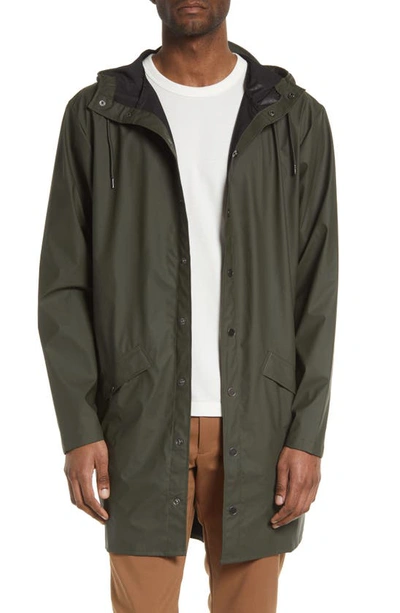 Shop Rains Waterproof Longline Jacket In Green