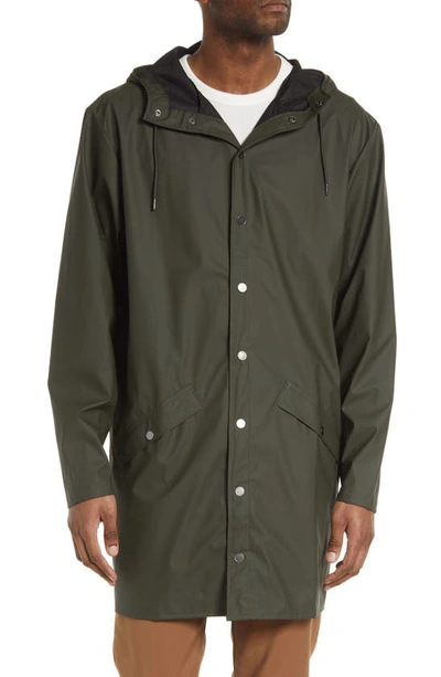Shop Rains Waterproof Longline Jacket In Green