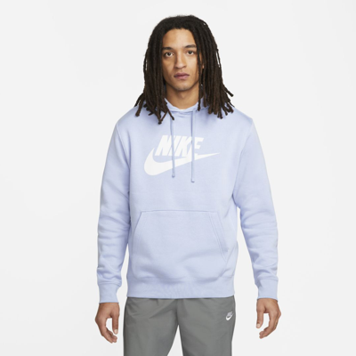Shop Nike Men's  Sportswear Club Fleece Graphic Pullover Hoodie In Blue