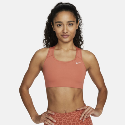 Shop Nike Women's Swoosh Medium-support Non-padded Sports Bra In Orange