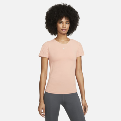 Shop Nike Women's Dri-fit Adv Aura Slim-fit Short-sleeve Top In Orange