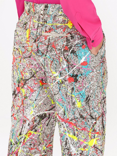 Dolce & Gabbana Paint Splatter Wide Leg Suit Trousers In Silber
