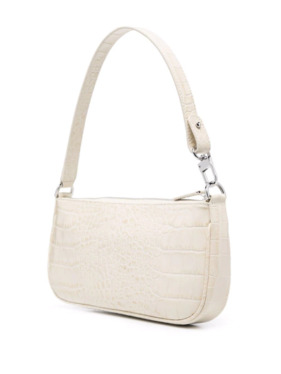 Shop By Far Rachel Crocodille-effect Shoulder Bag In Nude