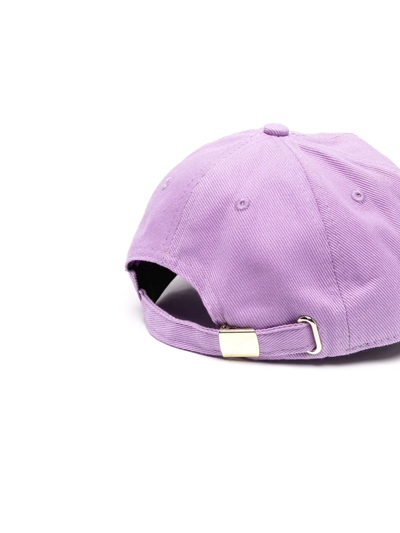 Shop Versace Jeans Couture Embellished Logo Baseball Cap In Purple