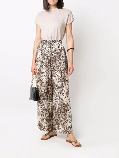 Shop Max & Moi Leopard-print Cropped Trousers In Neutrals