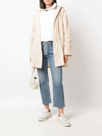Shop Max & Moi Layered-design Hooded Parka In Nude