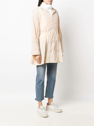 Shop Max & Moi Layered-design Hooded Parka In Nude