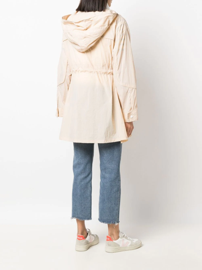 Shop Max & Moi Layered-design Hooded Parka In Nude