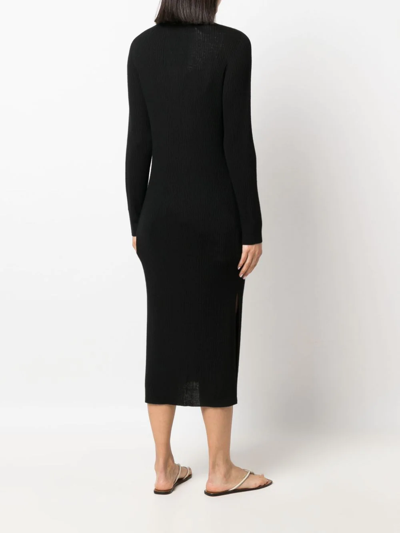 Shop Max & Moi Ribbed-knit Midi Dress In Black