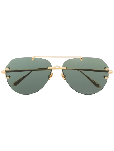 Shop Linda Farrow Pilot-frame Sunglasses In Gold