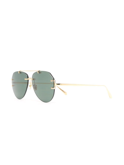 Shop Linda Farrow Pilot-frame Sunglasses In Gold