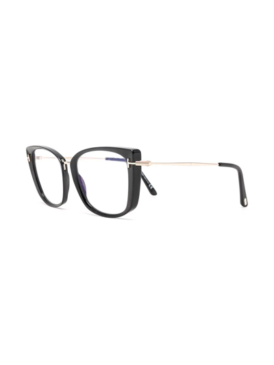 Shop Tom Ford Tortoiseshell-effect Cat-eye Glasses In Schwarz