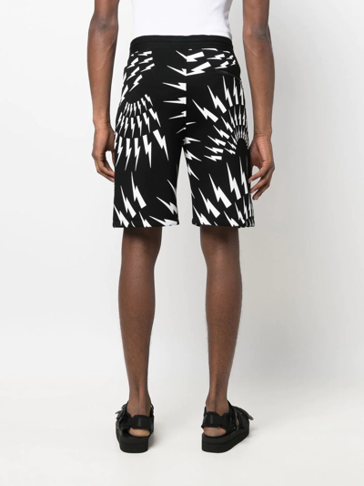 Shop Neil Barrett Thunderbolt-print Deck Shorts In Schwarz