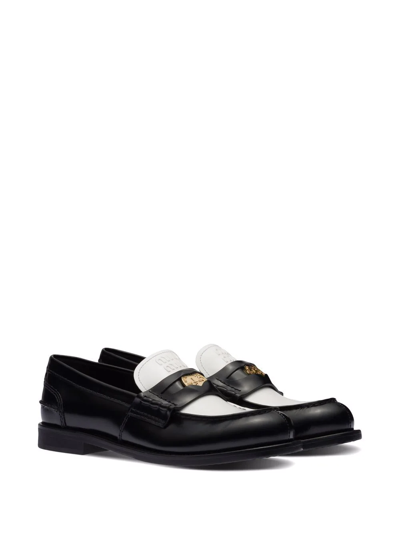 Miu Miu Two-tone Leather Loafers In Schwarz