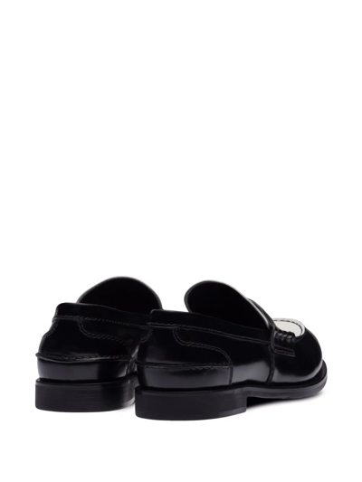 Shop Miu Miu Leather Penny Loafers In Schwarz