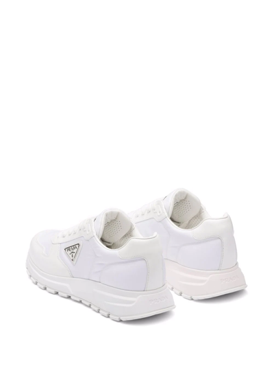Prada Low-top Re-nylon And Leather Sneakers In Weiss