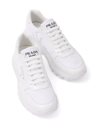 Prada Low-top Re-nylon And Leather Sneakers In Weiss