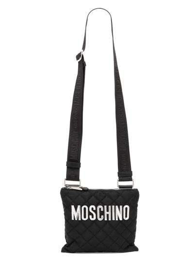 Shop Moschino Women's Quilted Logo Shoulder Bag In Fantasy Print Black