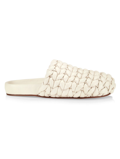 Shop Chloé Women's Kacey Braided Leather Mules In Eggshell
