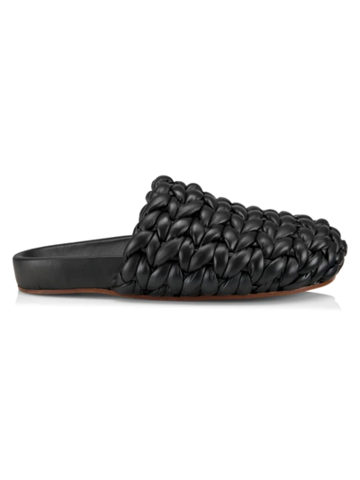 Shop Chloé Women's Kacey Braided Leather Mules In Black