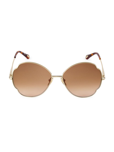 Shop Chloé Women's Joni 60mm Butterfly Sunglasses In Gold