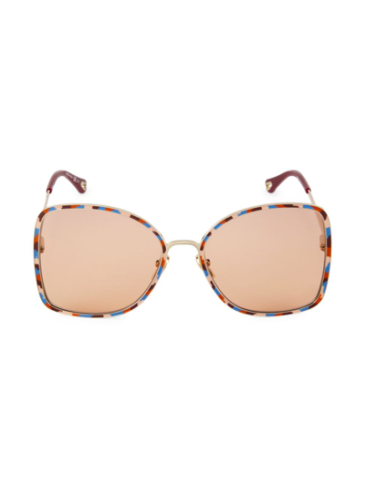 Shop Chloé Women's Vitto 60mm Square Sunglasses In Gold