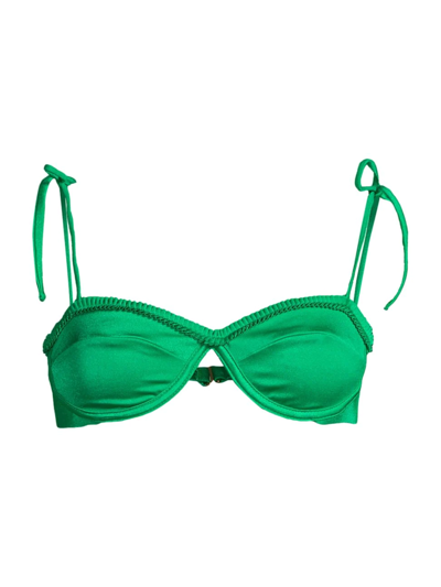 Shop Agua Bendita Women's Madelyn Pintuck Bikini Top In Green