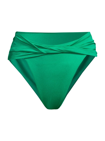 Shop Agua Bendita Women's Lily Satin Bikini Bottom In Green