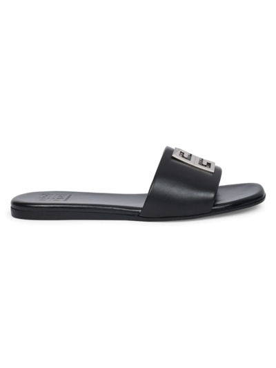 Shop Givenchy Women's 4g Flat Leather Sandals In Black