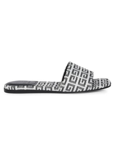 Shop Givenchy Women's 4g Flat Logo Sandals In Black White