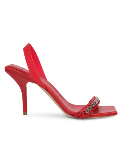 Shop Givenchy Women's 4g Woven Slingback Sandals In Dark Red