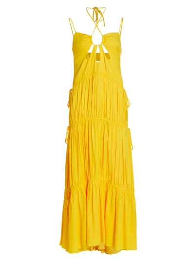 Shop Jonathan Simkhai Women's Lina Tiered Open-back Maxi Dress In Daffodil