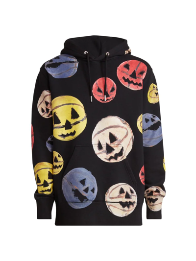 Shop Givenchy Men's Jack-o-lantern Basketball Print Hoodie In Black