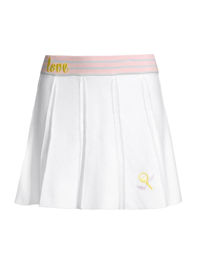 Shop Loveshackfancy Women's Roz Embroidered Knit Tennis Skirt In Tennis Whites